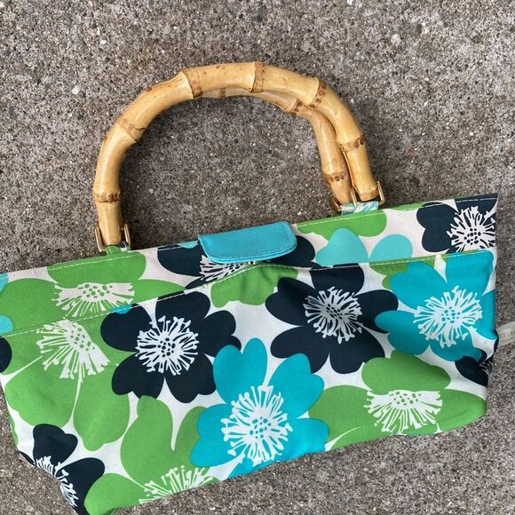 Estee Lauder Tropical Floral Tote Promotional Bag with Bamboo Handles - Picture 6 of 13